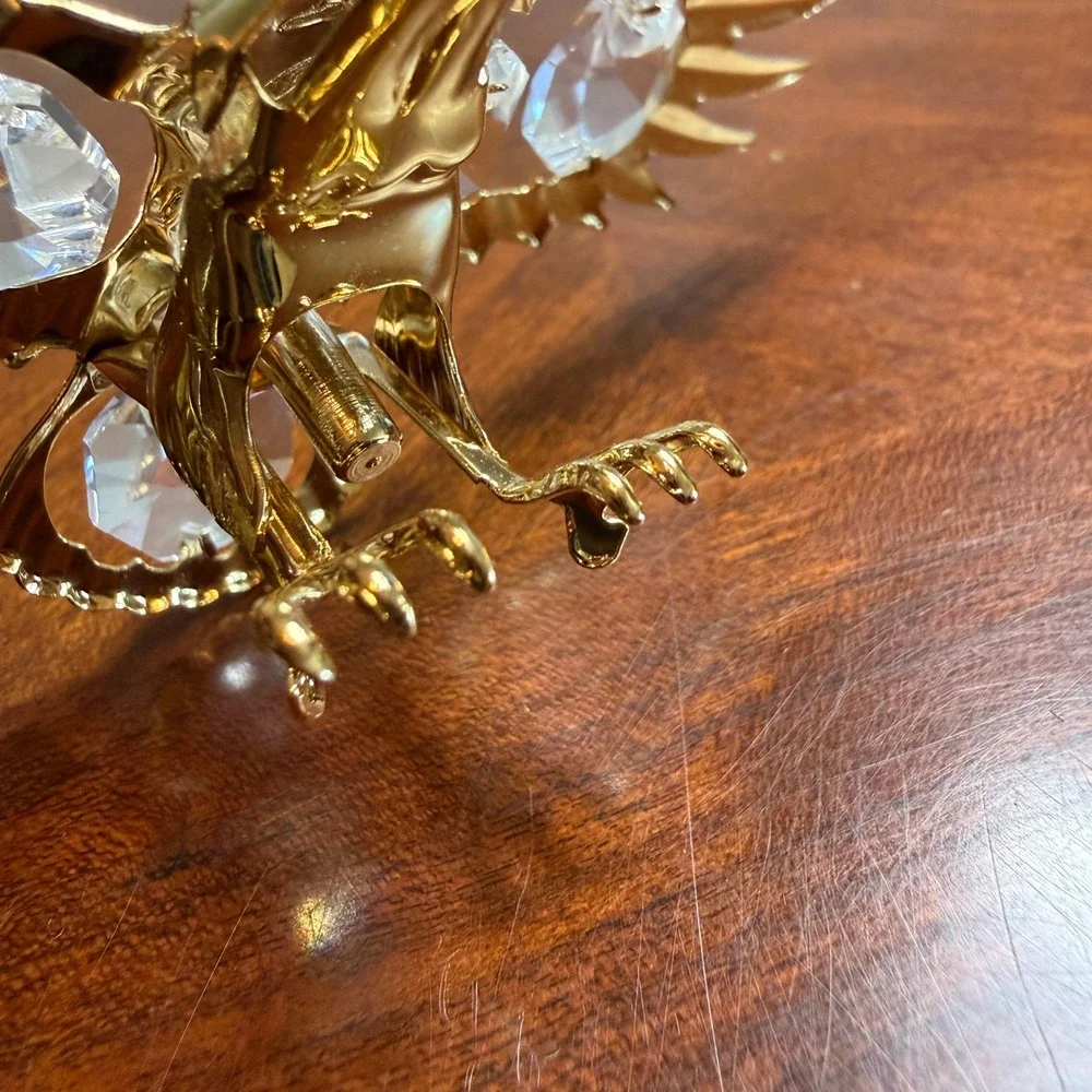 Vintage‎ 1992 Mascot Intl Gold Plated Eagle Globe Crystal Figurine Suction Cup